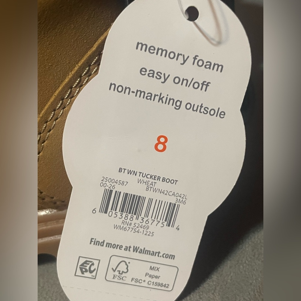 NWT Wonder Nation Tucker Toddler Boys Wheat Hiking Boots Size 8 Memory Foam - Picture 8 of 11